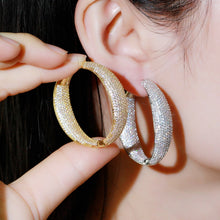 Load image into Gallery viewer, Zircons Micro Pave Cubic Zirconia Round Big Statement Hoop Earrings