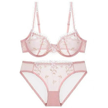 Load image into Gallery viewer, bra transparent Pink underwear Exquisite embroidery lotus ultra thin