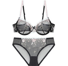 Load image into Gallery viewer, bra transparent Pink underwear Exquisite embroidery lotus ultra thin