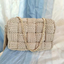 Load image into Gallery viewer, cotton by hand knits bag, single shoulder slope across packets,
