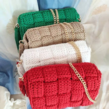 Load image into Gallery viewer, cotton by hand knits bag, single shoulder slope across packets,