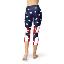Load image into Gallery viewer, Womens American Flag Capri Leggings