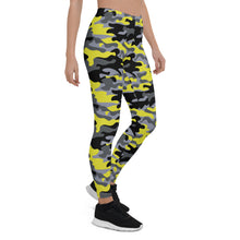 Load image into Gallery viewer, Yellow and Gray Camo Leggings