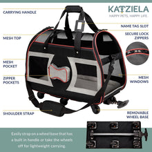 Load image into Gallery viewer, Katziela Wheeled Pet Carrier Bone Cruiser Black
