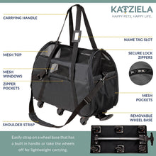 Load image into Gallery viewer, Katziela Black Airline Approved Wheeled Carrier - Sophornlilly