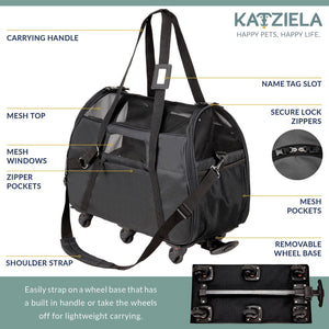 Katziela Black Airline Approved Wheeled Carrier - Sophornlilly