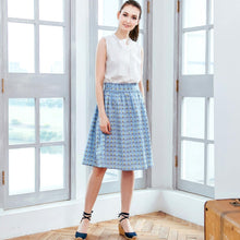 Load image into Gallery viewer, Woman skirt -Sky blue 100% cotton paperbag skirt