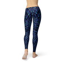 Load image into Gallery viewer, Womens Blue Mermaid Scale Leggings