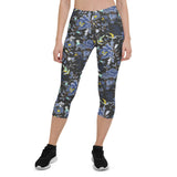 Oriental Floral Capri Leggings on Dark Gray