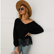 Load image into Gallery viewer, Lace Splicing Long Sleeve Women Tops