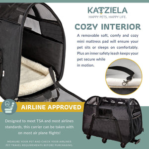 Katziela Black Airline Approved Wheeled Carrier - Sophornlilly