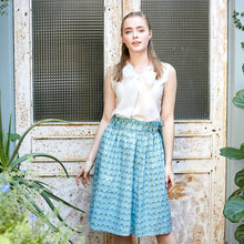 Load image into Gallery viewer, Woman skirt -Sky blue 100% cotton paperbag skirt