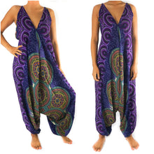 Load image into Gallery viewer, Purple Psychedelic Mandala Jumpsuit Hippie Rompers