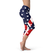 Load image into Gallery viewer, Womens American Flag Capri Leggings