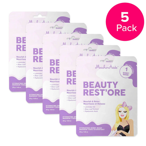 MaskerAide Beauty Rest’ore, Nourishing and Hydrating Face Mask, 5 pack