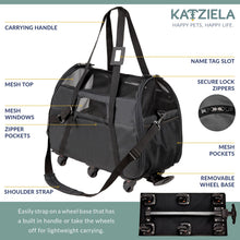 Load image into Gallery viewer, Katziela Black Airline Approved Wheeled Carrier