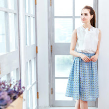 Load image into Gallery viewer, Woman skirt -Sky blue 100% cotton paperbag skirt