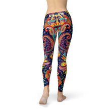 Load image into Gallery viewer, Womens Ornamental Blue Paisley Leggings