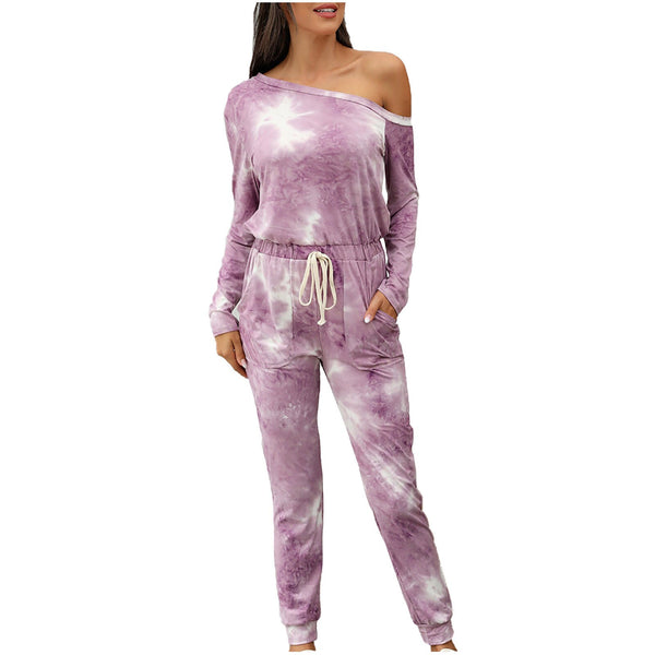 jumpsuit women Autumn And Winter Tie dye Long sleeved Strapless