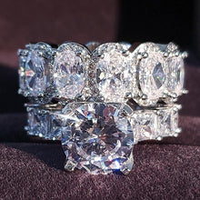 Load image into Gallery viewer, luxury  Real 925 Sterling Silver oval princess cut wedding Ring set - Sophornlilly