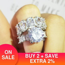 Load image into Gallery viewer, luxury  Real 925 Sterling Silver oval princess cut wedding Ring set - Sophornlilly