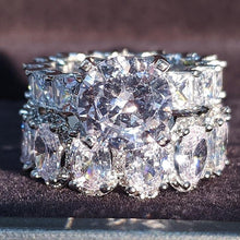 Load image into Gallery viewer, luxury  Real 925 Sterling Silver oval princess cut wedding Ring set - Sophornlilly