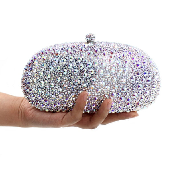 luxury silver full diamond clutch evening bags fashion women crystal