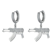Load image into Gallery viewer, Hip Hop 1Pair Iced Zircon AK47 Gun stud Earring Gold luxury