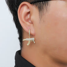 Load image into Gallery viewer, Hip Hop 1Pair Iced Zircon AK47 Gun stud Earring Gold luxury