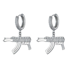 Load image into Gallery viewer, Hip Hop 1Pair Iced Zircon AK47 Gun stud Earring Gold luxury