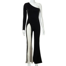 Load image into Gallery viewer, one piece jumpsuit women single shoulder mesh hollow out streetwear