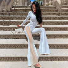 Load image into Gallery viewer, one piece jumpsuit women single shoulder mesh hollow out streetwear