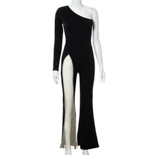 Load image into Gallery viewer, one piece jumpsuit women single shoulder mesh hollow out streetwear