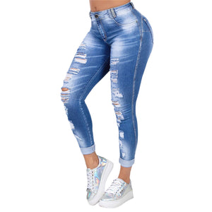 Ripped High Waist Skinny Denim Jeans