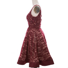 Load image into Gallery viewer, Long Burgundy Lace Beading Short Prom Dresses Homecoming Dresses