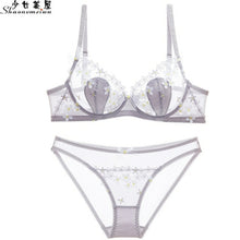 Load image into Gallery viewer, shaonvmeiwu Ultra thin cup transparent mesh underwear sexy embroidery