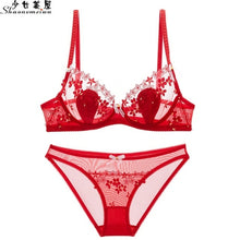 Load image into Gallery viewer, shaonvmeiwu Ultra thin cup transparent mesh underwear sexy embroidery