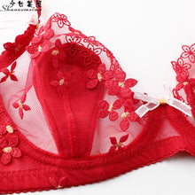 Load image into Gallery viewer, shaonvmeiwu Ultra thin cup transparent mesh underwear sexy embroidery