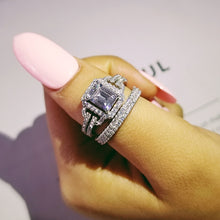 Load image into Gallery viewer, solid 925 Sterling Silver zircon Wedding Ring Set for Bridal Women Men
