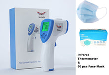 Load image into Gallery viewer, Thermometer Kit - Infrared Thermometer &amp; Disposable Face Mask