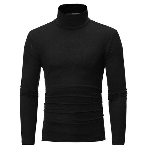 Turtleneck for men Solid color slim elastic thin pullover