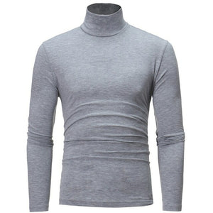 Turtleneck for men Solid color slim elastic thin pullover