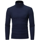 Turtleneck for men Solid color slim elastic thin pullover