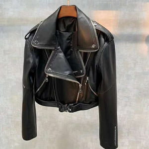 women coat spring and autumn genuine leather jacket letter pattern