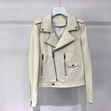 Load image into Gallery viewer, women's coat genuine leather fashion turn down collar