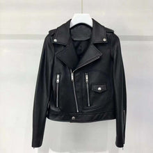 Load image into Gallery viewer, women's coat genuine leather fashion turn down collar