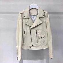 Load image into Gallery viewer, women's coat genuine leather fashion turn down collar