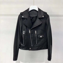 Load image into Gallery viewer, women's coat genuine leather fashion turn down collar