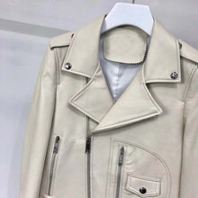 Load image into Gallery viewer, women's coat genuine leather fashion turn down collar