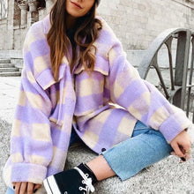 Load image into Gallery viewer, Clothes Irregular Plaid Coat Single breasted Winter Long Coat